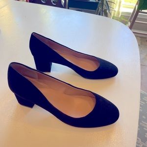 J Crew block heel pumps black velvet 11